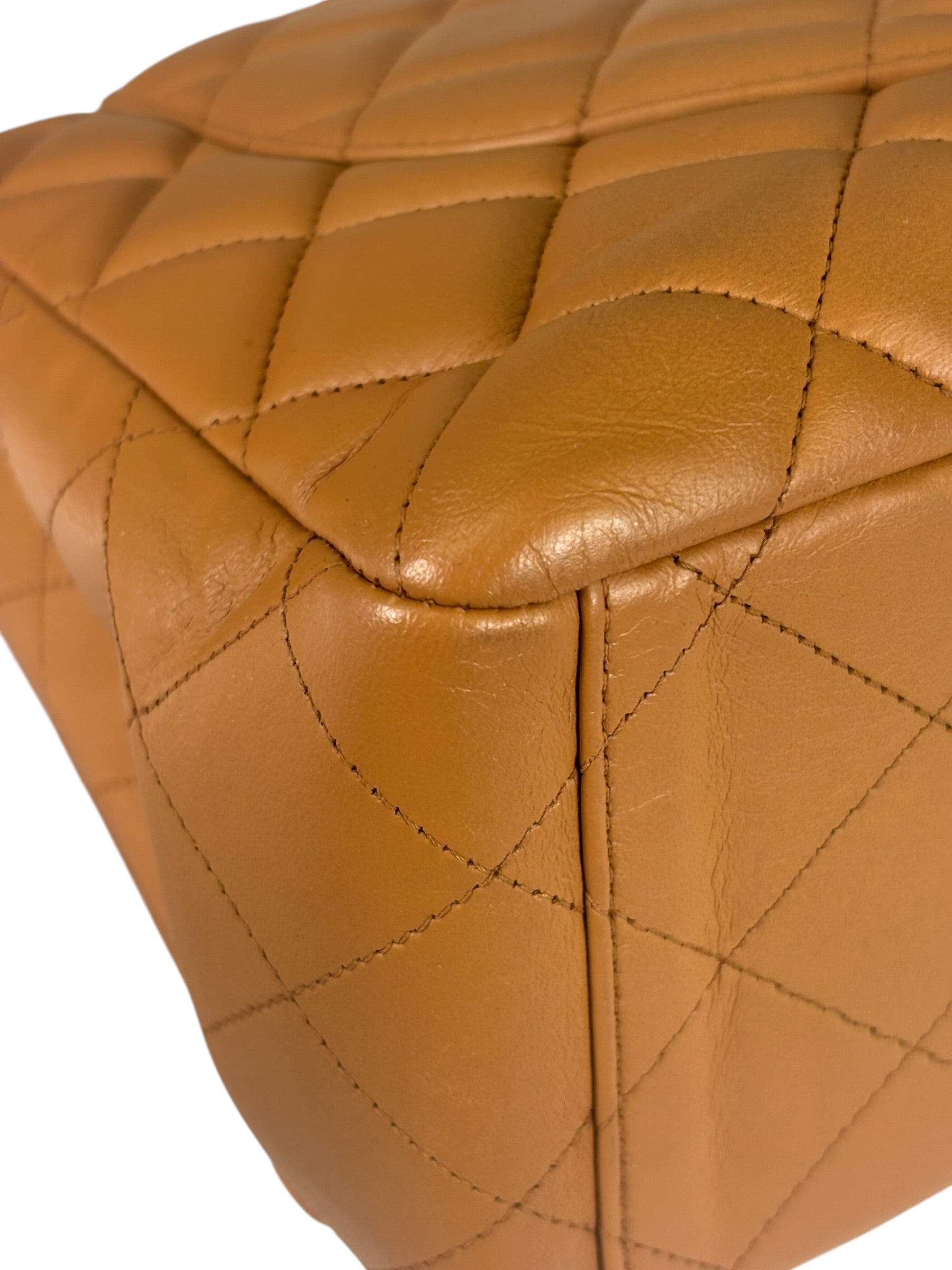 Chanel Caramel Brown Quilted Lambskin Large Shoulder Bag 2009