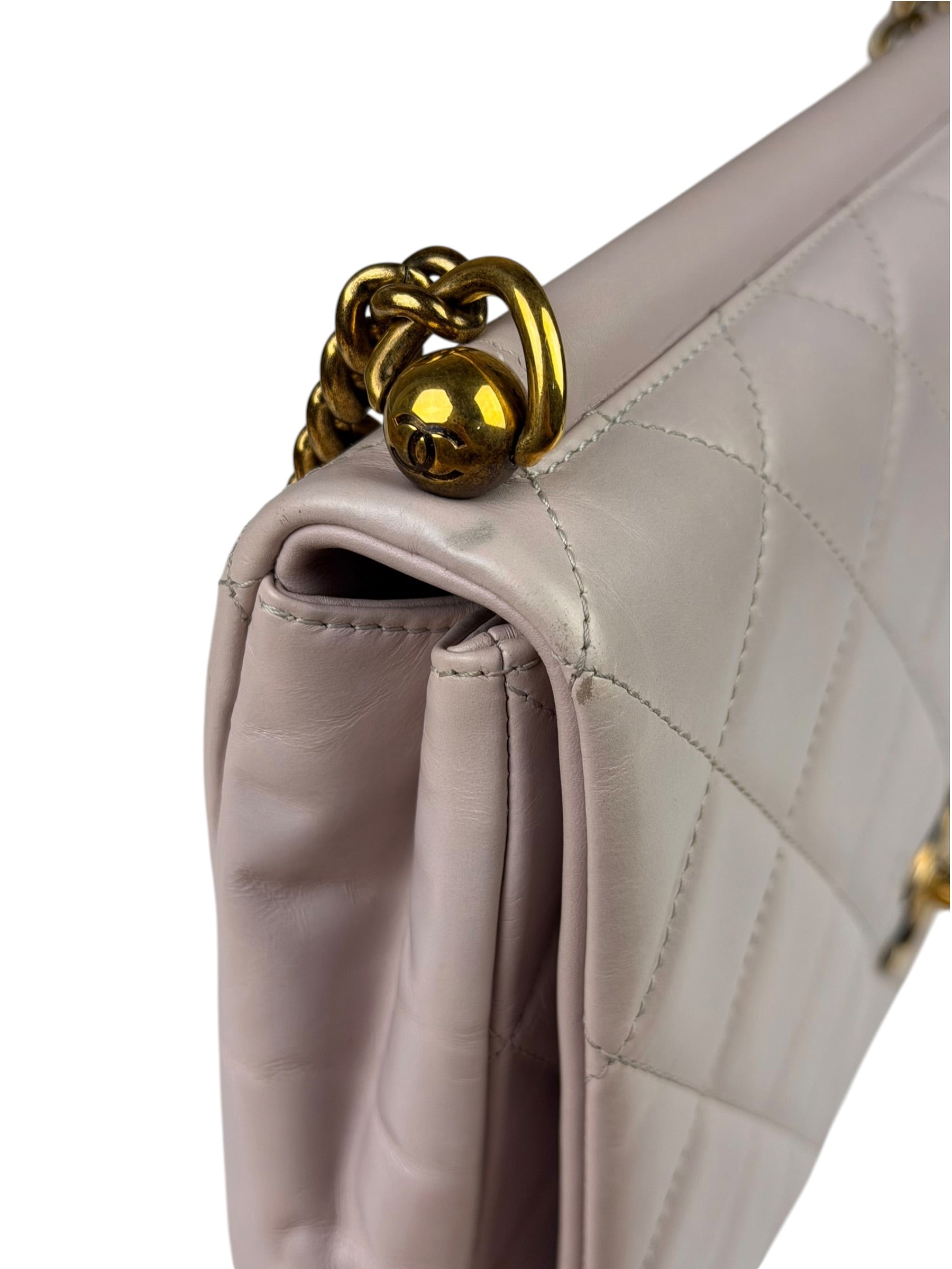 Chanel Light Lilac Calfskin Leather Quilted Flap Chain Bag