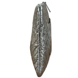 Chanel Chevron Aged Metallic Silver Patent Leather O-Case Clutch 1992
