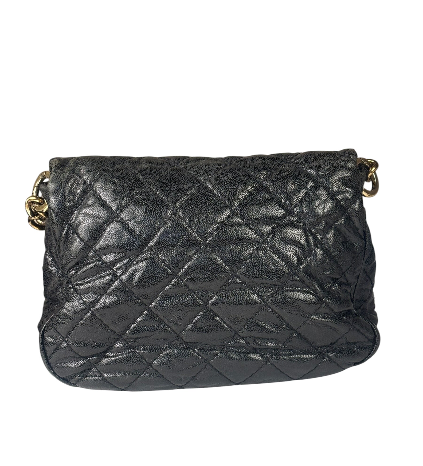 Chanel Black Caviar Quilted Coco Pleats Flap Two-Way Bag 2012