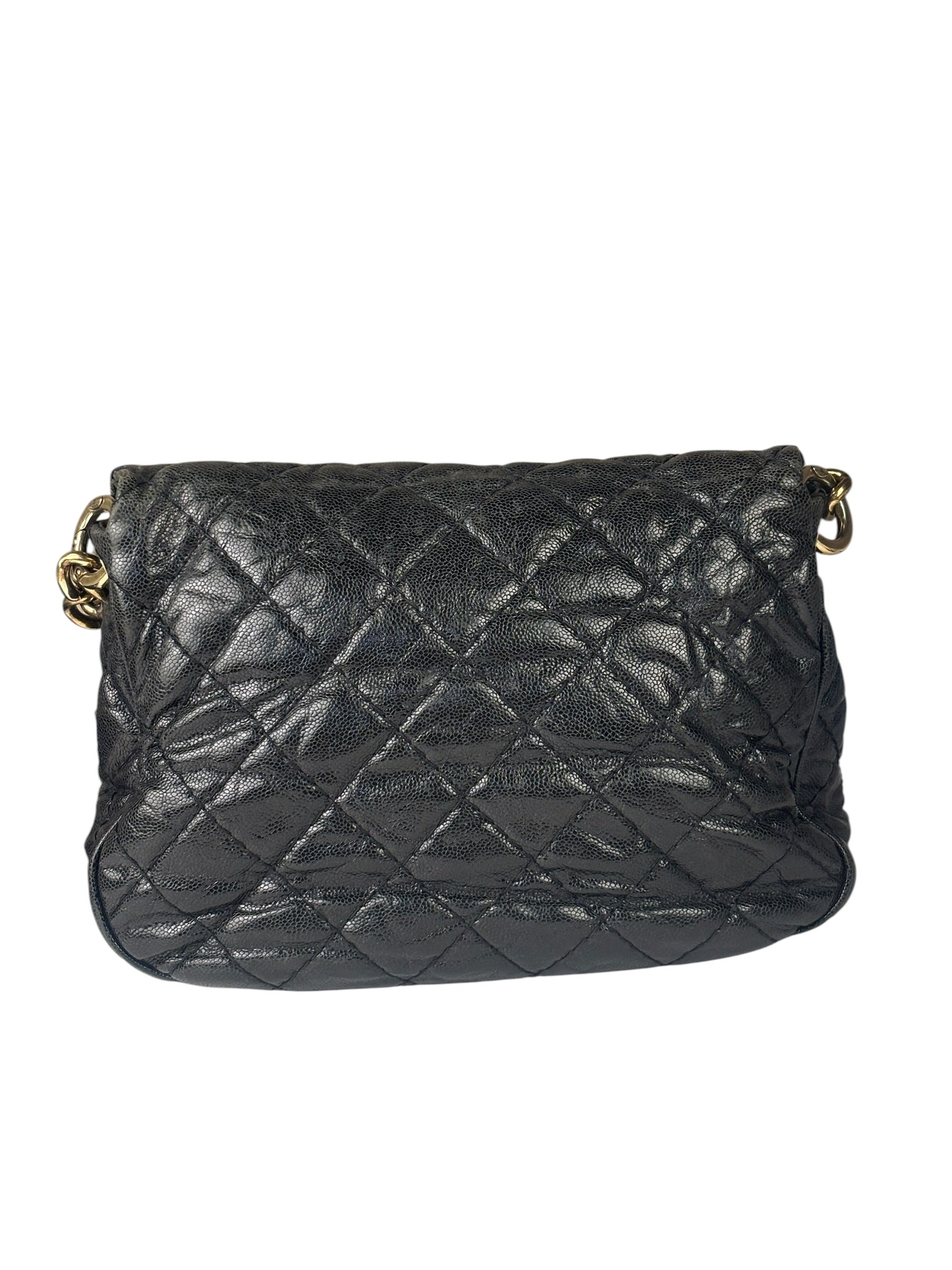 Chanel Black Caviar Quilted Coco Pleats Flap Two-Way Bag 2012