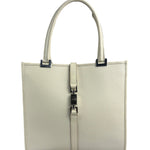 Gucci Off-White Leather Piston Lock Jackie Tote