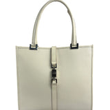 Gucci Off-White Leather Piston Lock Jackie Tote