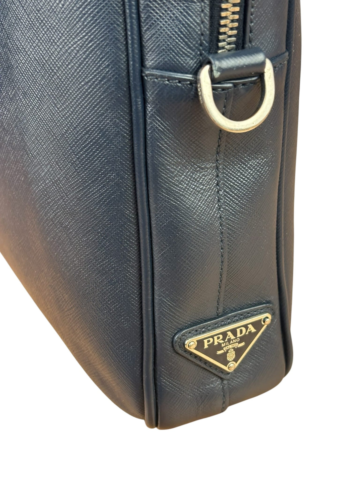 Prada Navy Saffiano Leather Laptop Work Bag