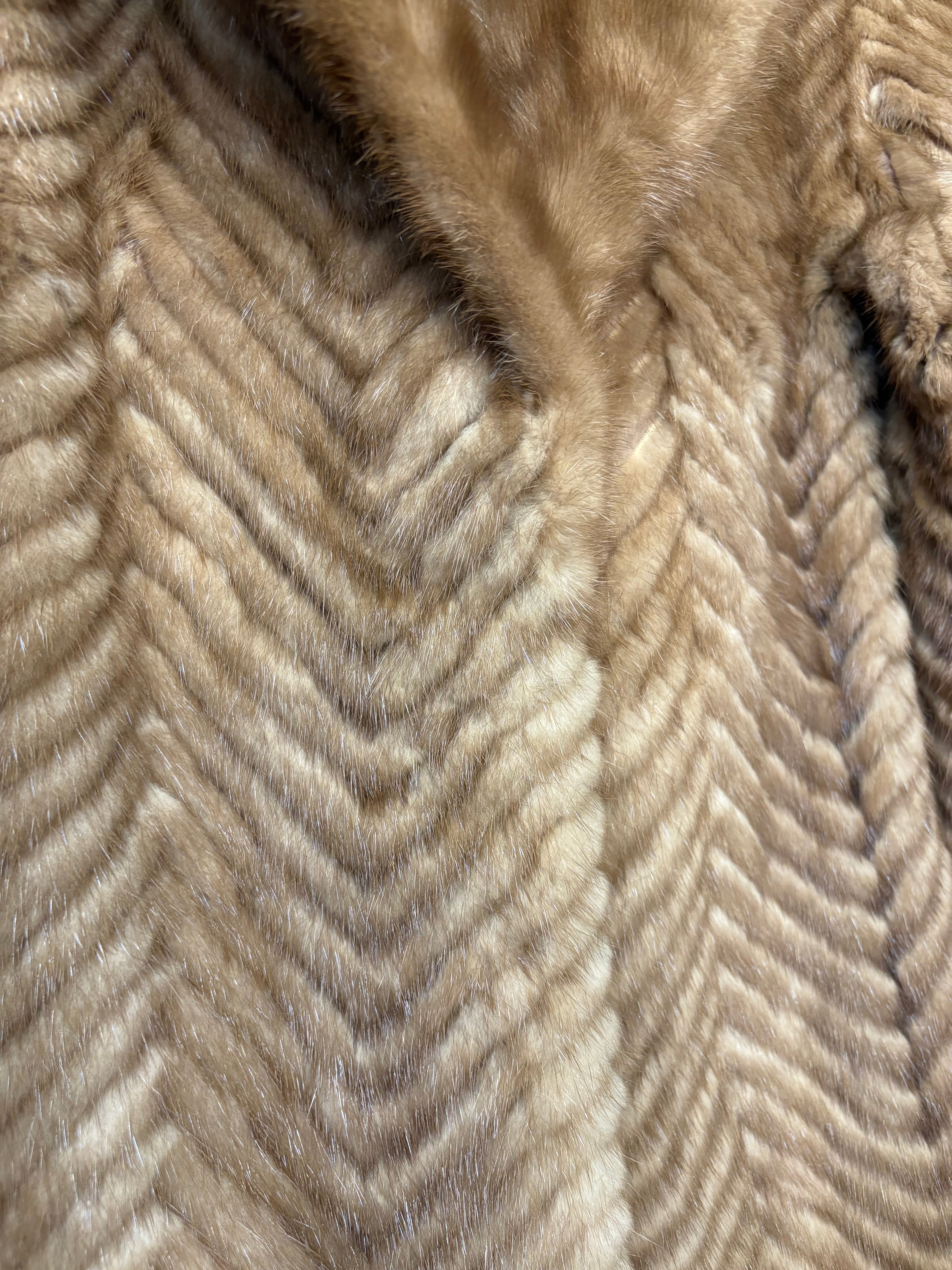 Farlon Vintage Brown Chevron Mink Fur Coat