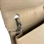 Chanel Vintage Beige Jersey Quilted Classic Flap Bag