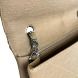 Chanel Vintage Beige Jersey Quilted Classic Flap Bag