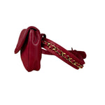 Chanel Vintage Red CC Leather Chain Belt Bag 90s