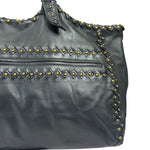 Bottega Veneta Dark Grey Leather Studded Shoulder Bag