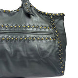 Bottega Veneta Dark Grey Leather Studded Shoulder Bag