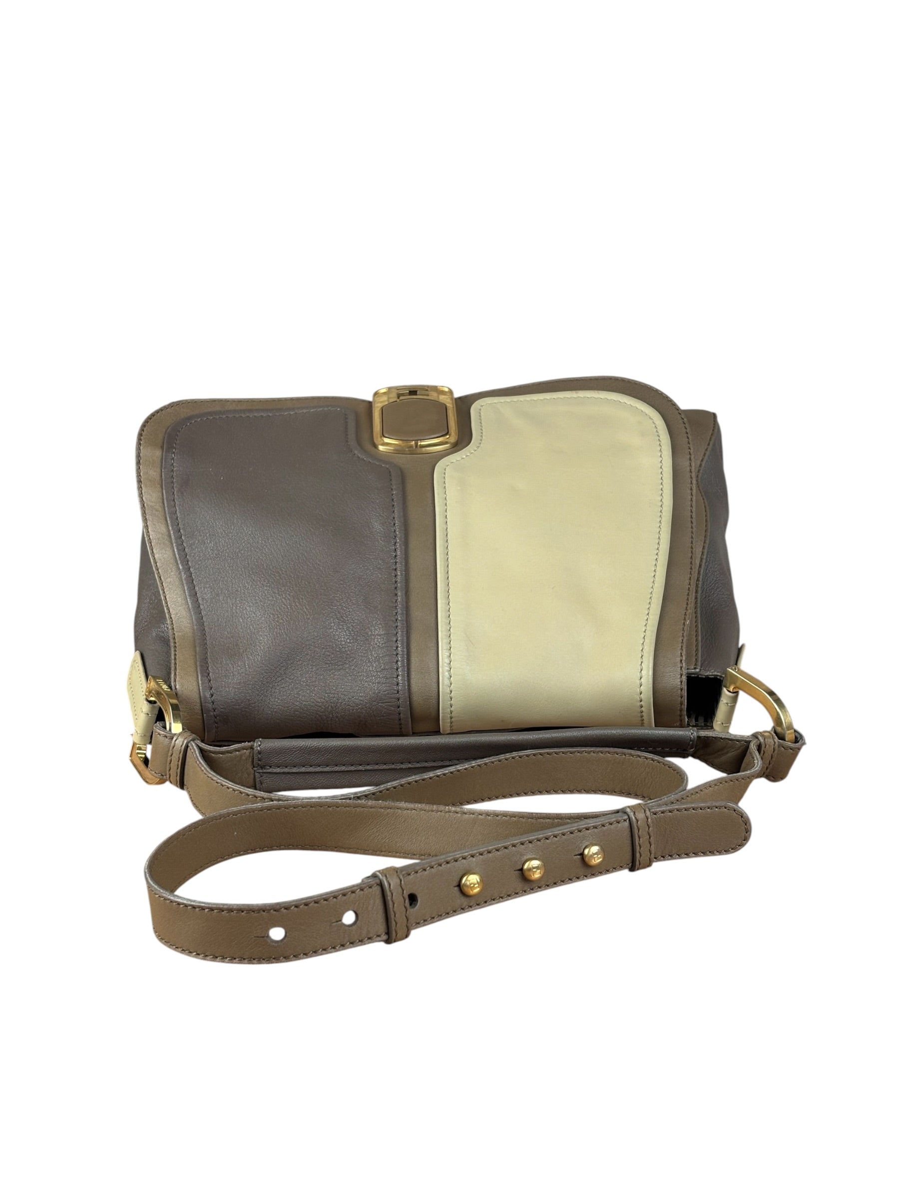 Fendi Colorblock Leather Two-Way Flap Bag