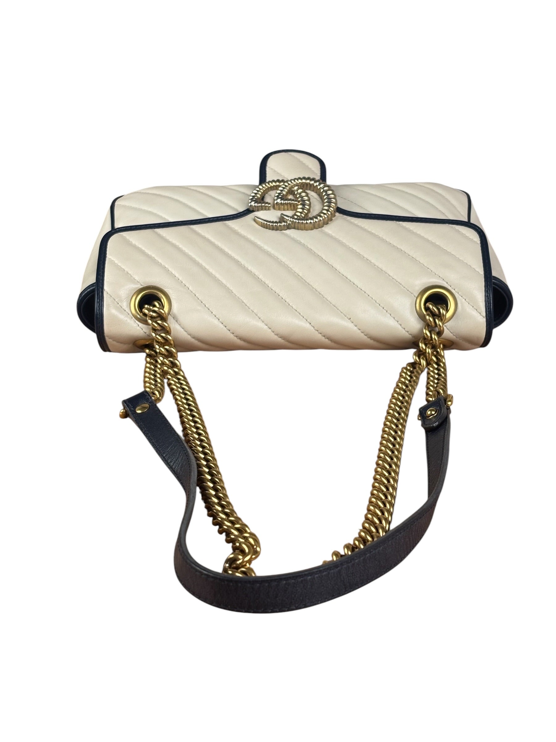 Gucci GG Marmont Cream & Navy Flap Bag
