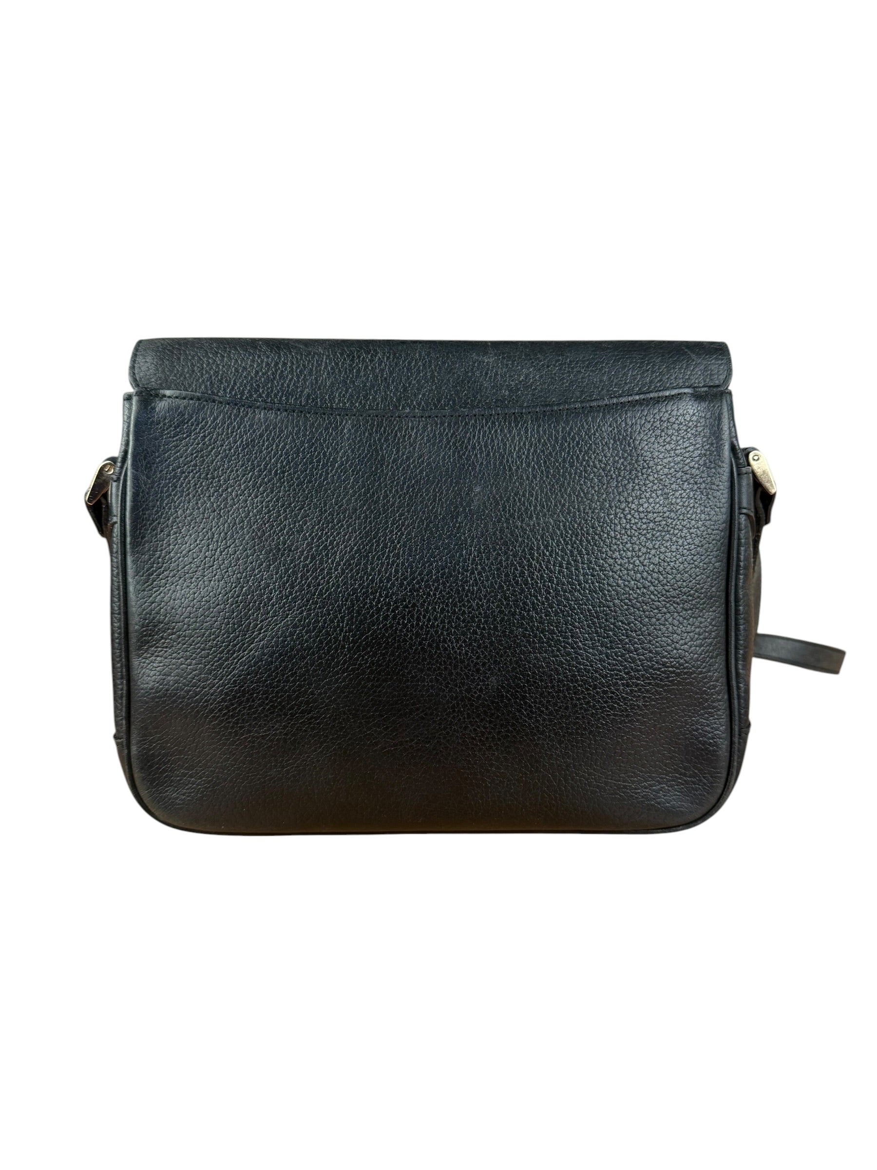 Burberry Vintage Black Pebbled Leather Crossbody Flap Bag
