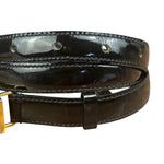 Celine Vintage Black Leather Horse Carriage Rectangular Plate Buckle Belt