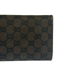 Gucci Brown Leather Trim GG TriFold Long Wallet