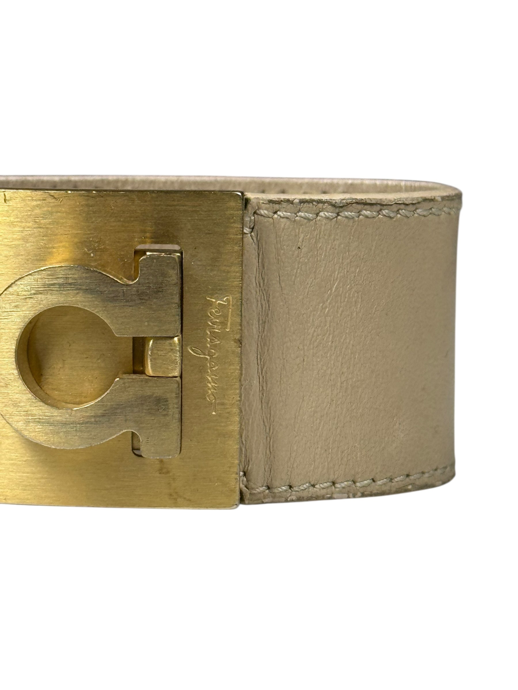 Ferragamo Gancini Wide Leather Cuff Bracelet