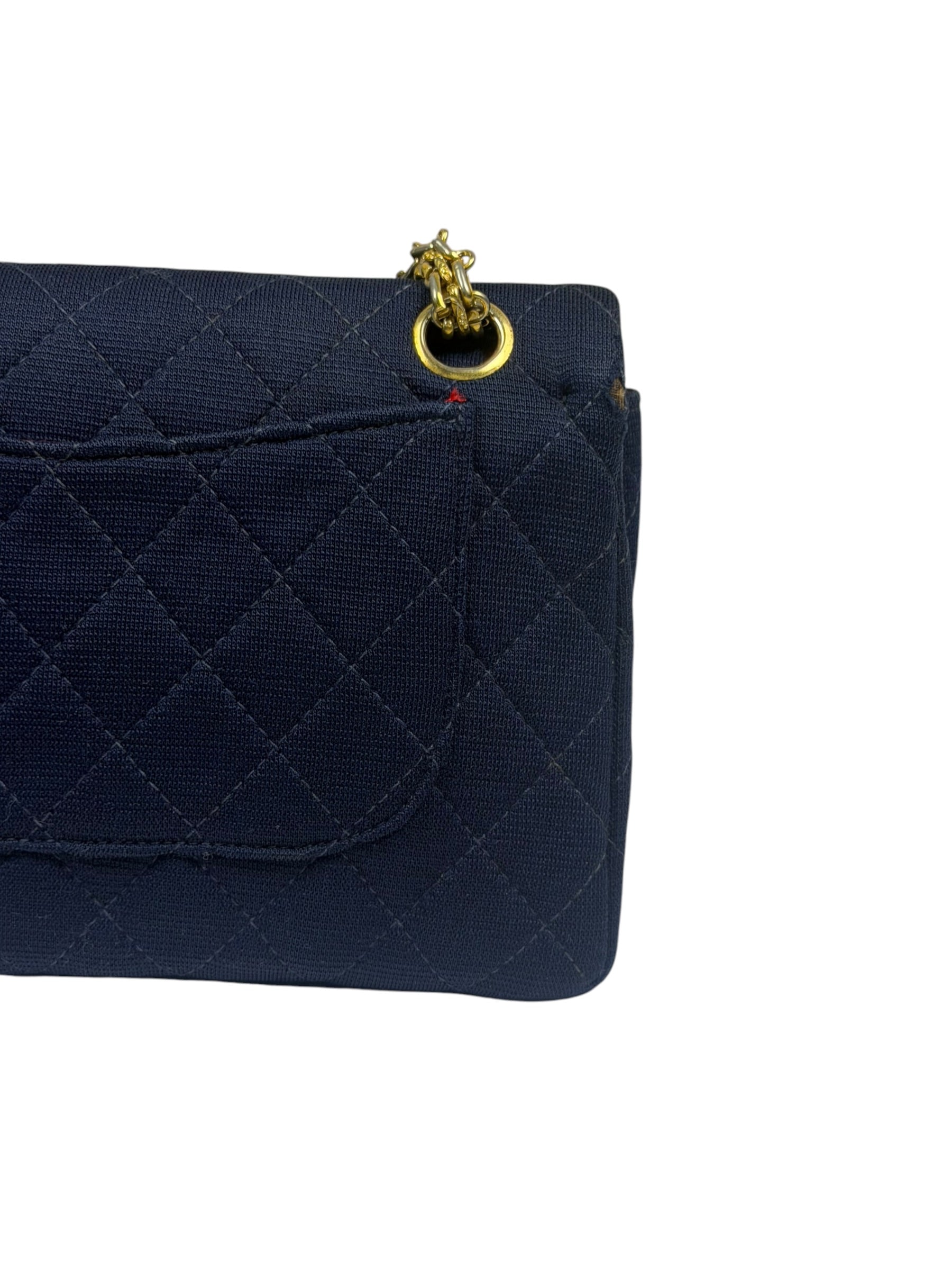 Chanel Navy Quilted Denim Double Flap Bag