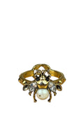 Gucci Crystal & Faux Pearl GG Bee Ring