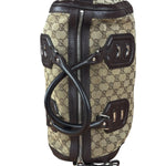 Gucci GG Leather Trim Canvas Techno Boston Handbag