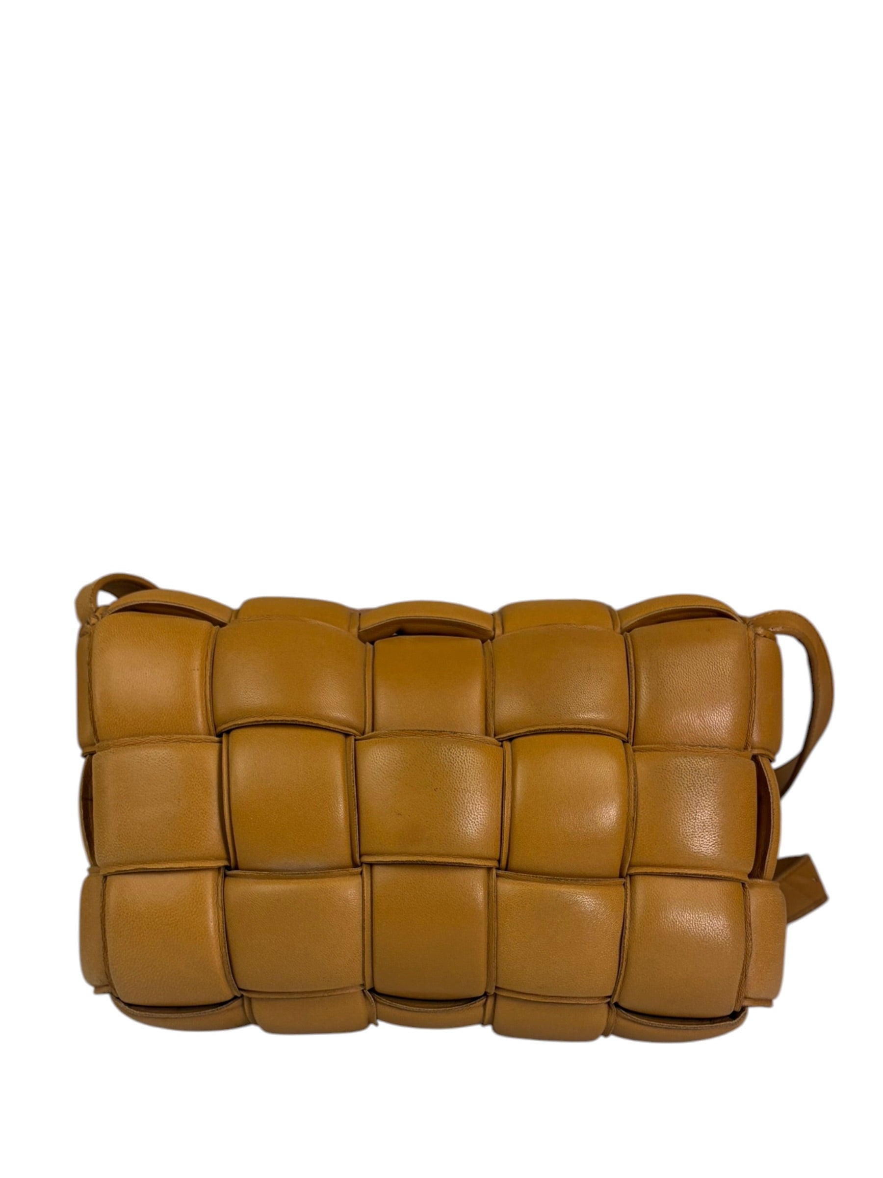 Bottega Veneta Honey Brown Leather Intrecciato Flap Bag