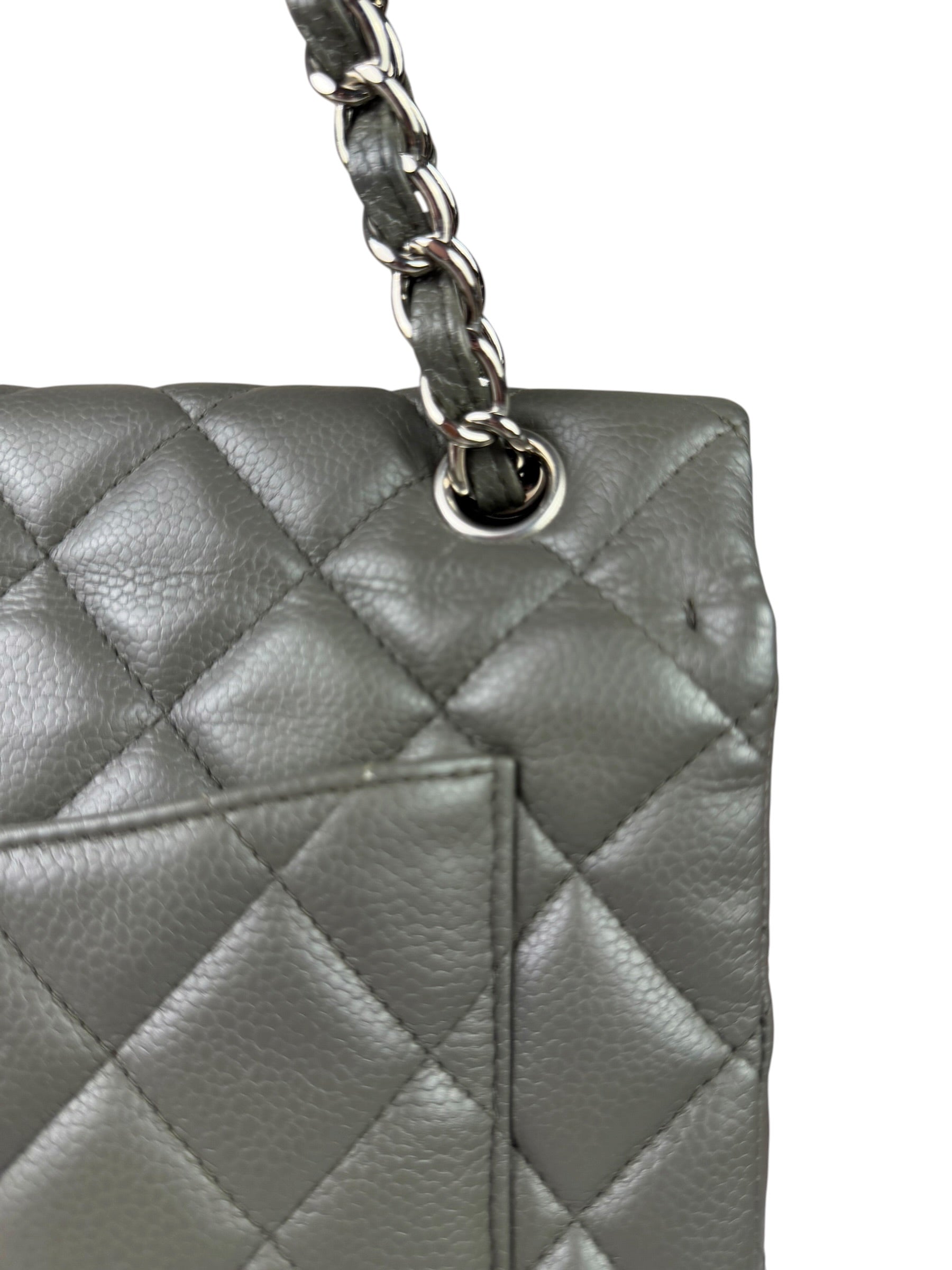 Chanel Grey Hue Caviar Quilted Jumbo Flap Bag 2010
