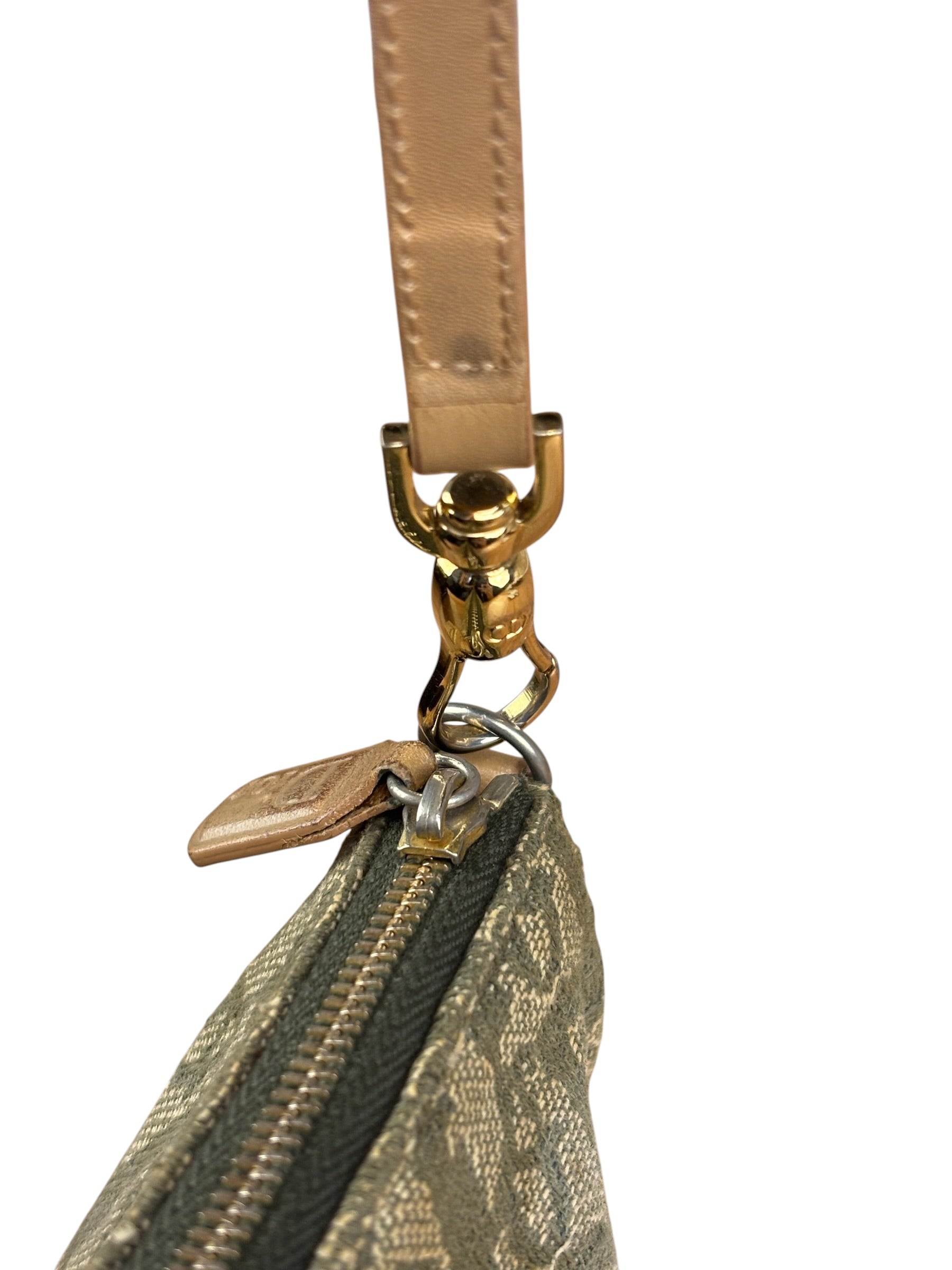 Christian Dior Vintage Olive Green Oblique Saddle Pochette