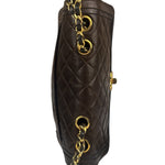 Chanel Vintage Brown V-Flap Border Shoulder Bag