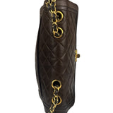 Chanel Vintage Brown V-Flap Border Shoulder Bag