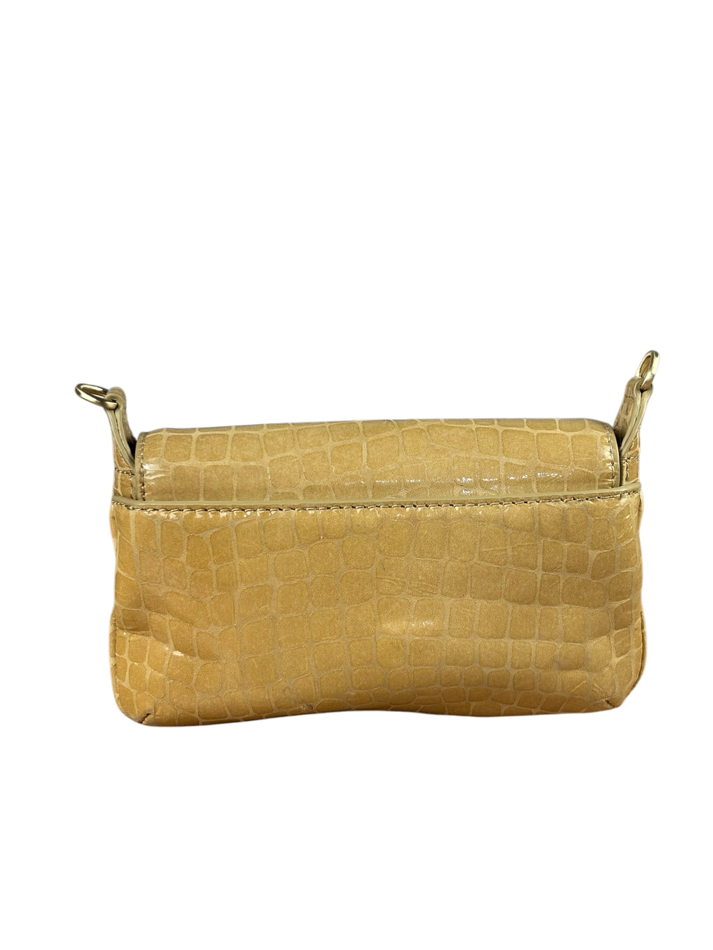 Cult Gala Beige Crocodile Embossed Patent Leather Two-Way Flap Bag
