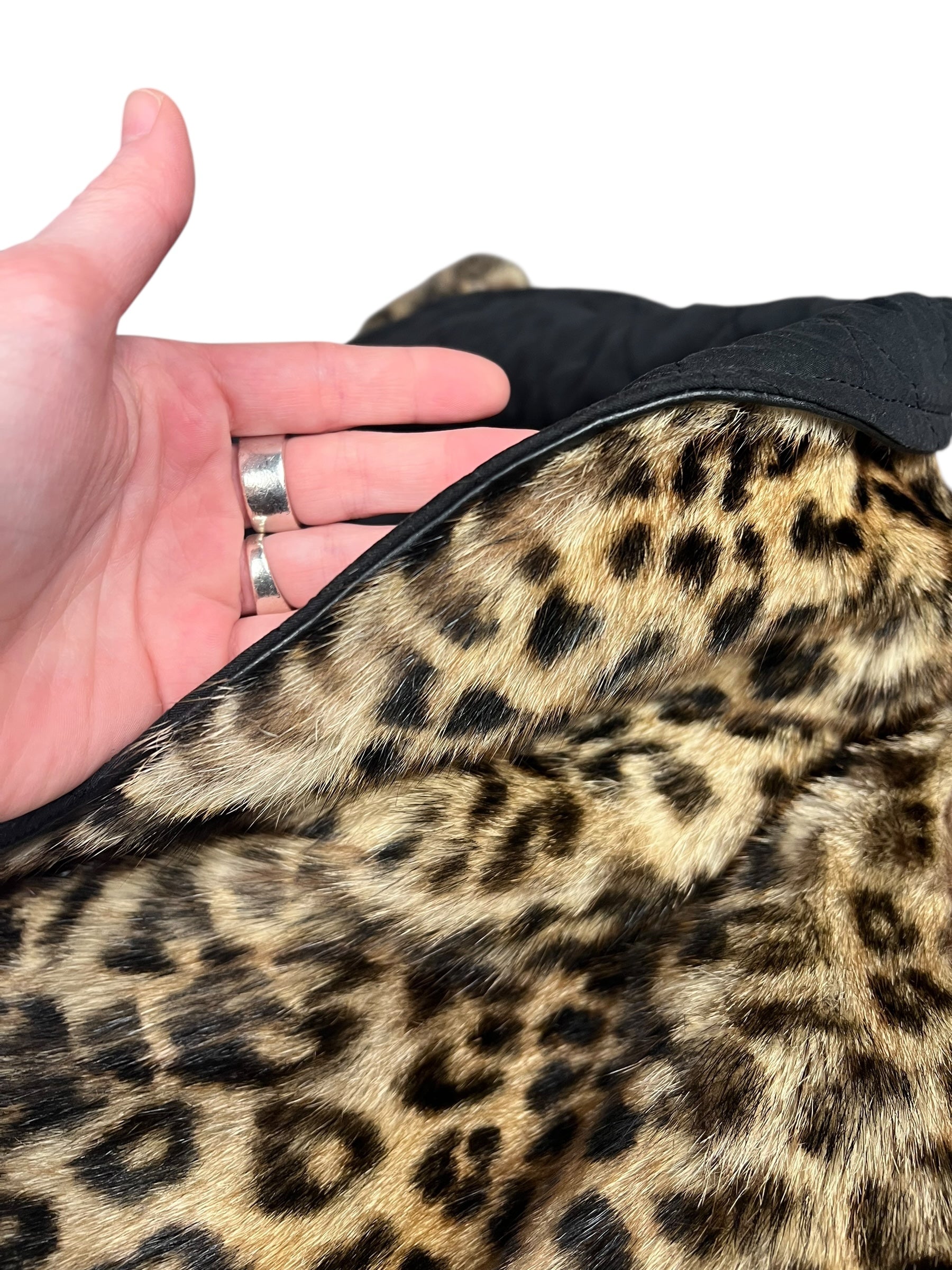 Emba Vintage Cheetah Print Fur Reversible Coat