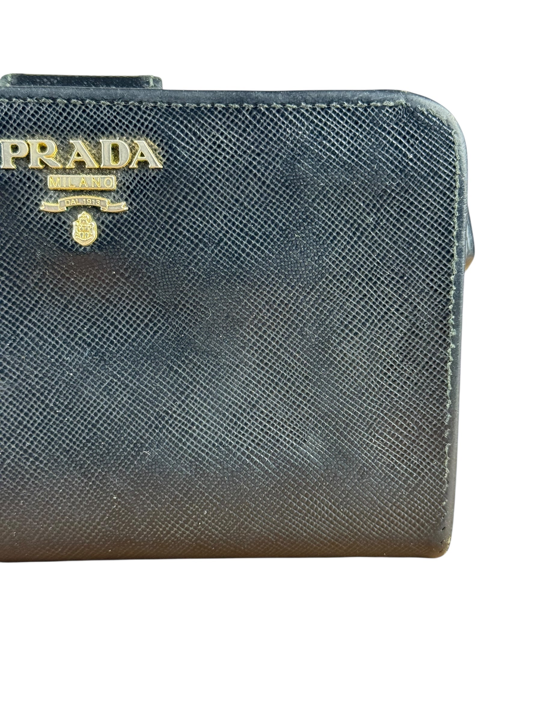 Prada Saffiano Zip Compact Wallet