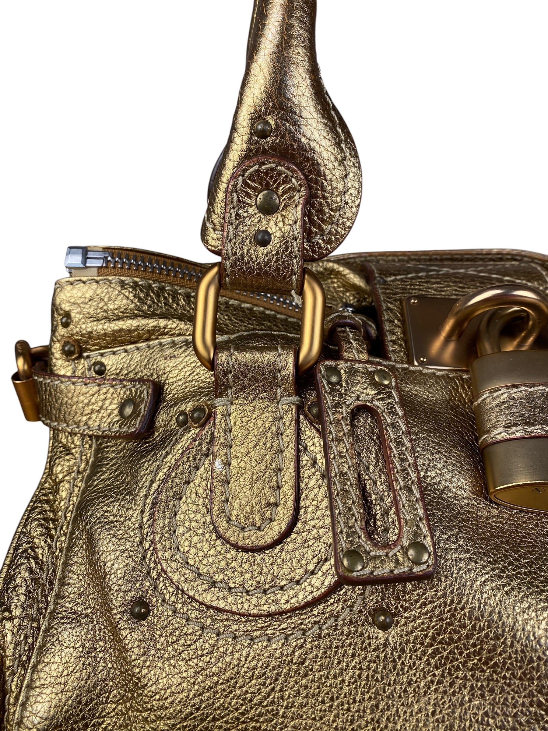 Chloé Vintage Gold Metallic Paddington Bag
