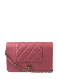 Chanel Pink Lambskin Mademoiselle Flap Wallet On Chain 2018