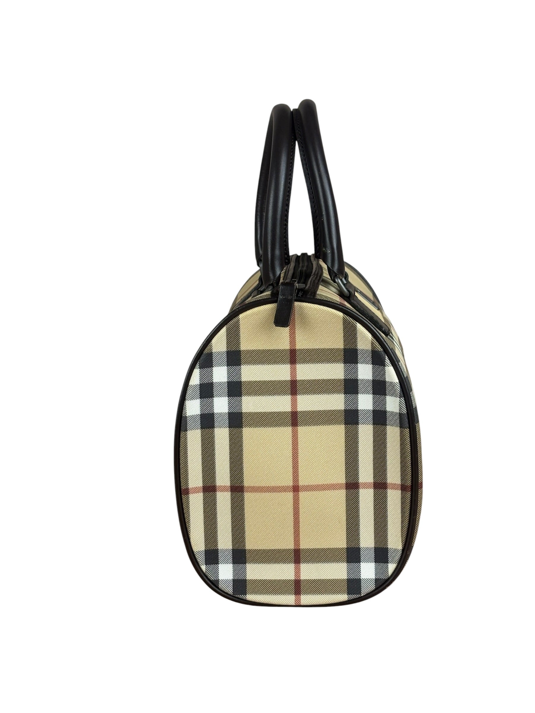 Burberry Leather Trim House Check Small Speedy Handbag