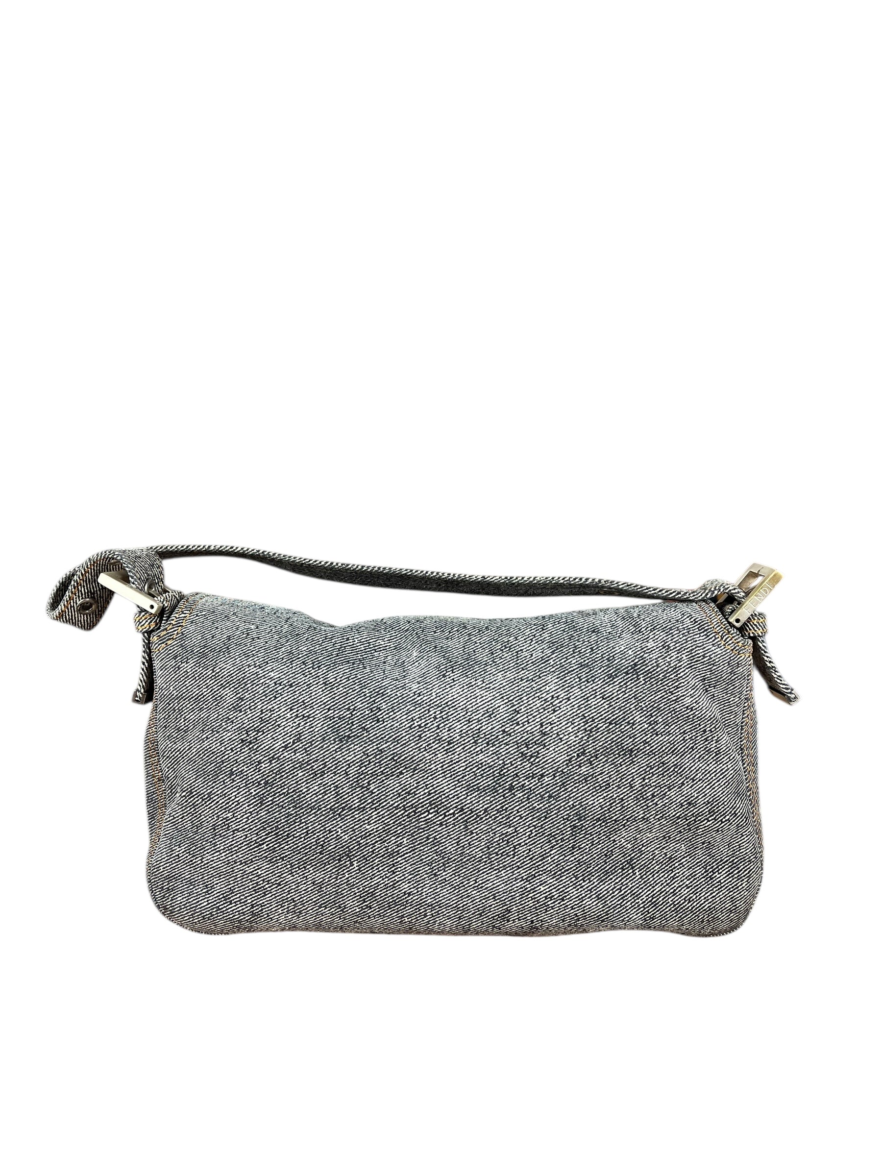 Fendi Light Denim Toned Canvas Baguette Shoulder Bag