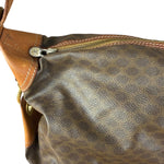 Celine Vintage Macadam Canvas Leather Trim Shoulder Bag