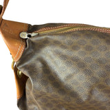 Celine Vintage Macadam Canvas Leather Trim Shoulder Bag