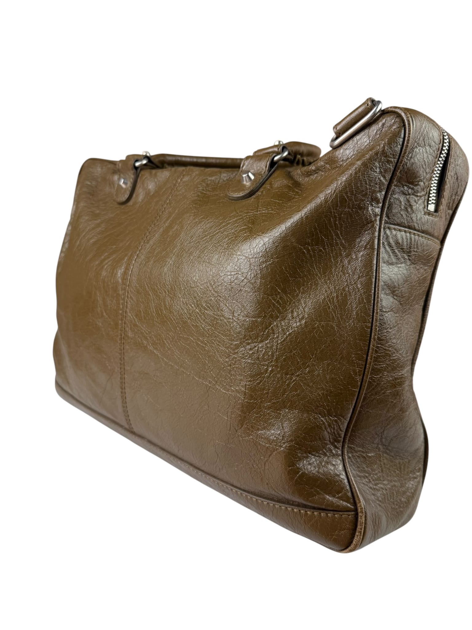 Balenciaga Brown Motocross Classic Travel Bag