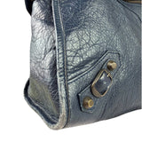 Balenciaga Navy Lambskin Moto Work Two-Way Bag