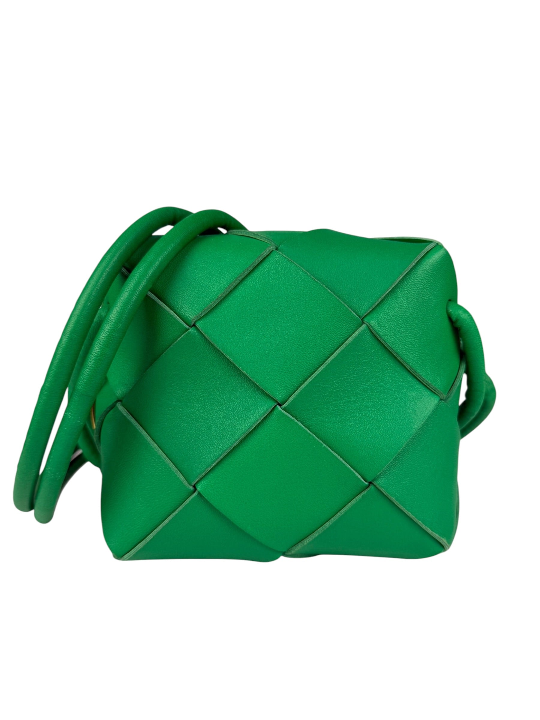 Bottega Veneta Small Green Intrecciato Cassette Camera Bag