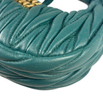 Miu Miu Dark Green Nappa Leather Wander Matelasse Micro Hobo Bag