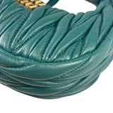 Miu Miu Dark Green Nappa Leather Wander Matelasse Micro Hobo Bag