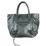 Balenciaga Leather Motocross Muted Teal Sunday Tote