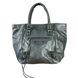 Balenciaga Leather Motocross Muted Teal Sunday Tote