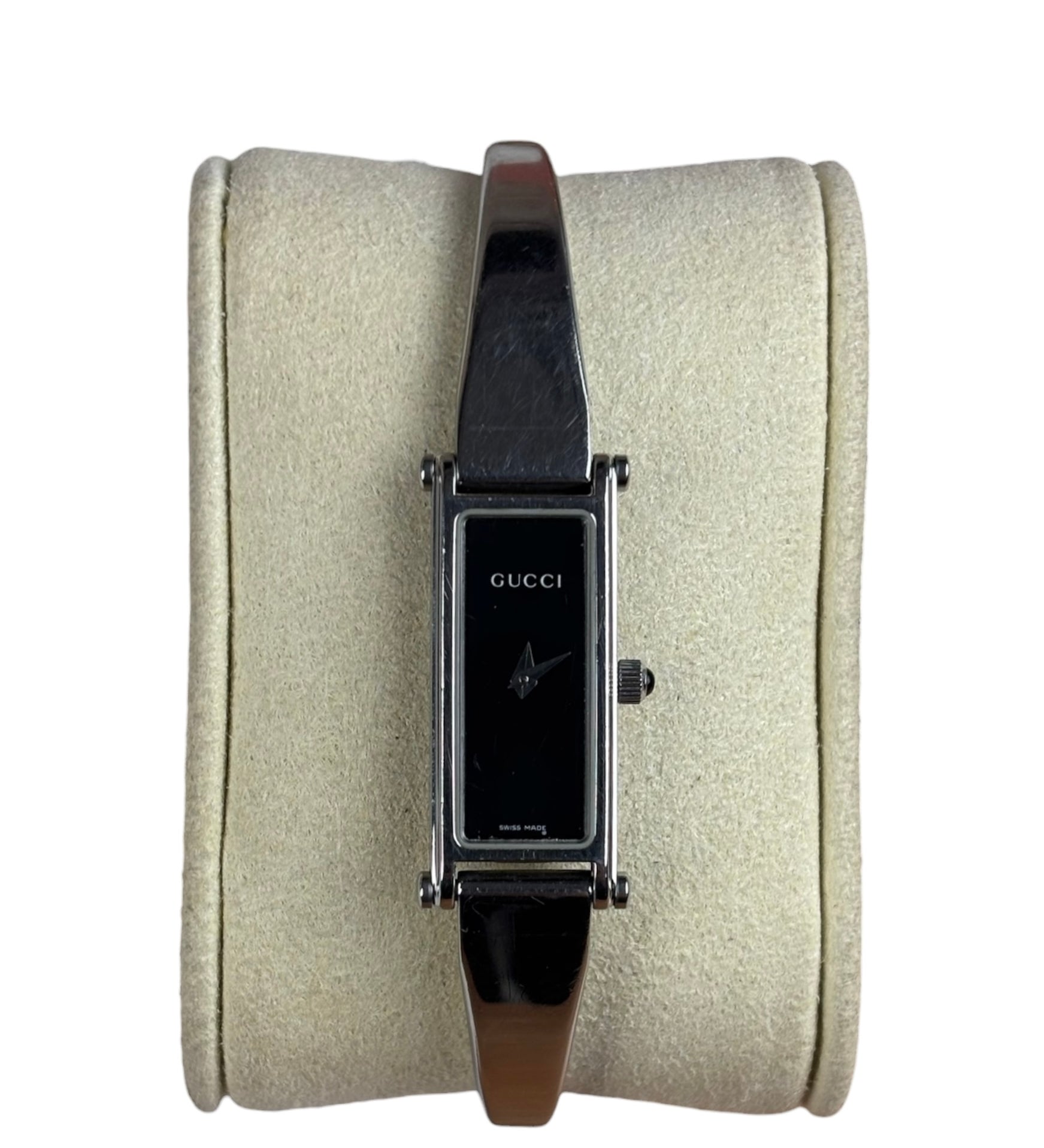 Gucci Vintage Black Dial Bangle Watch 1500L