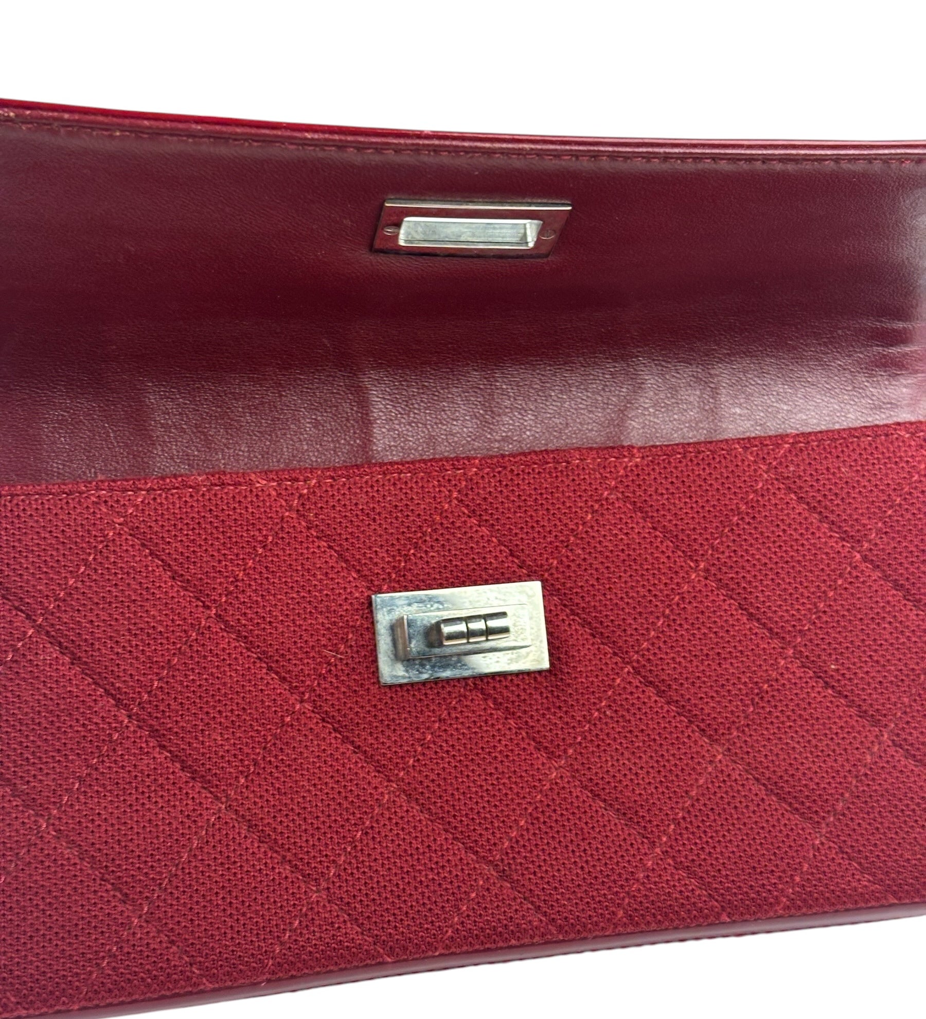 Chanel Dark Red East West Chocolate Bar Patent Trim Handbag 2002-03