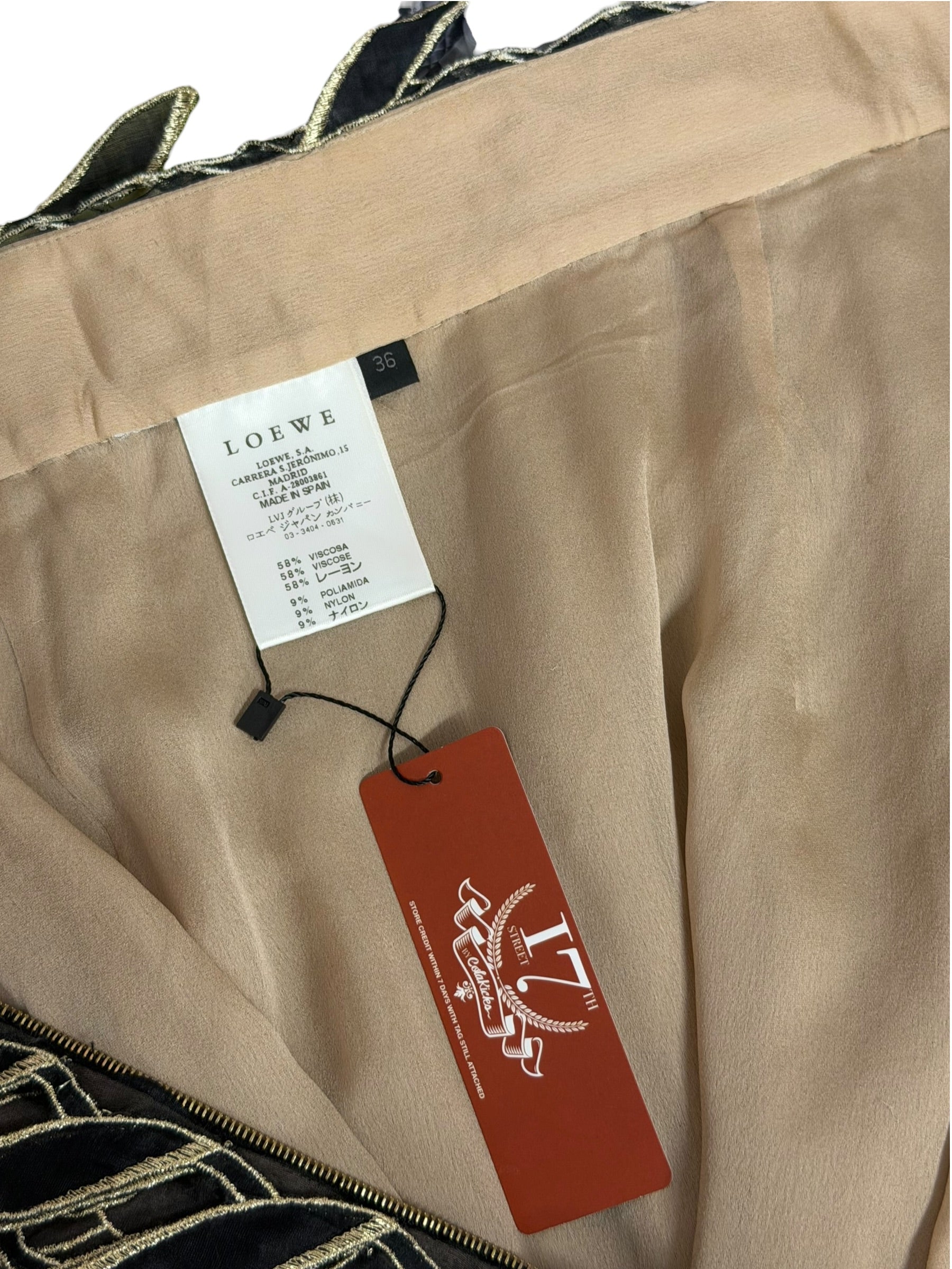 Loewe Gold/Black Multi-Layered Embroidered Ribbon Skirt