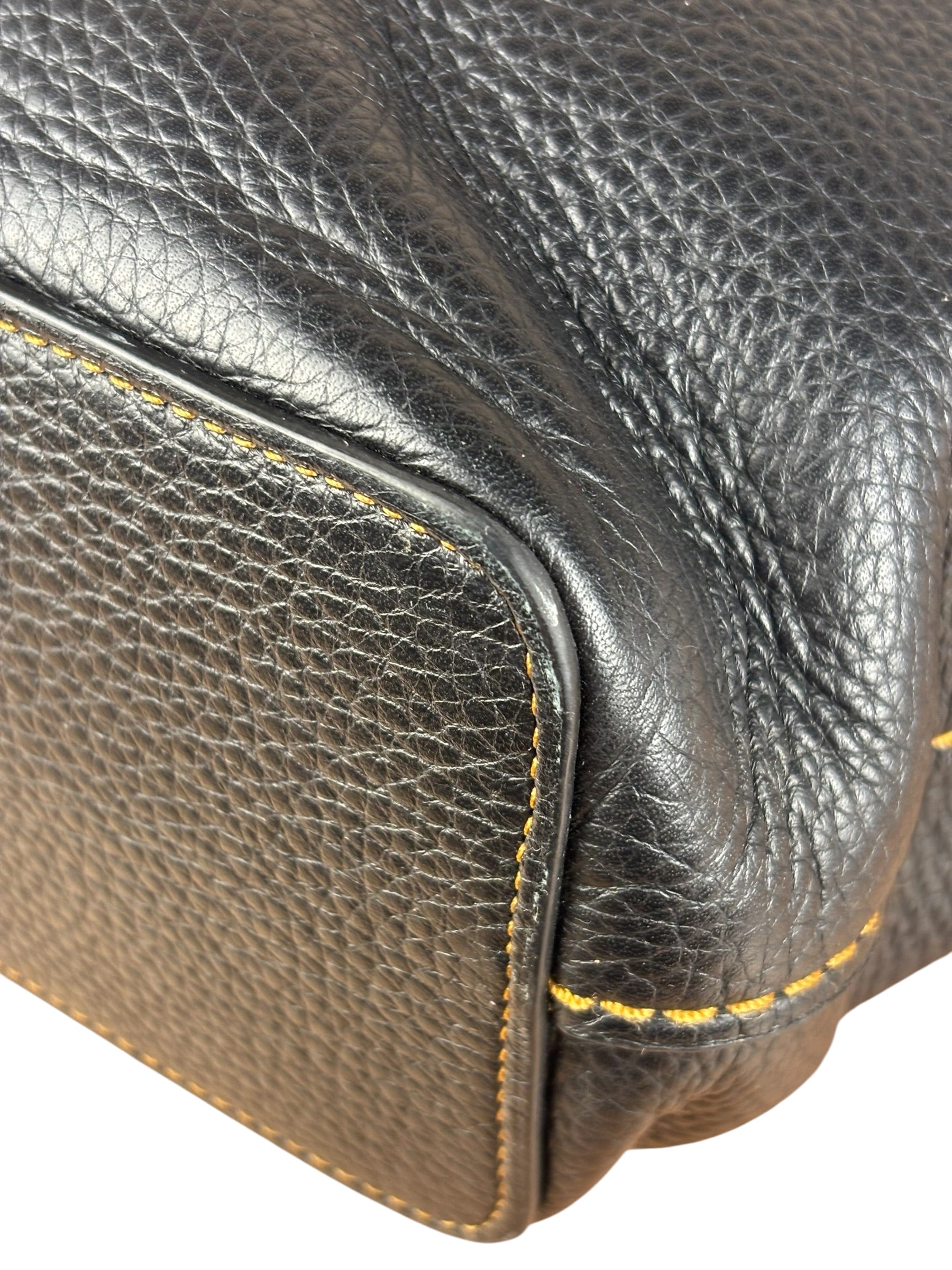 Coach Pebbled Leather Shoulder Bag Black Turn-Lock