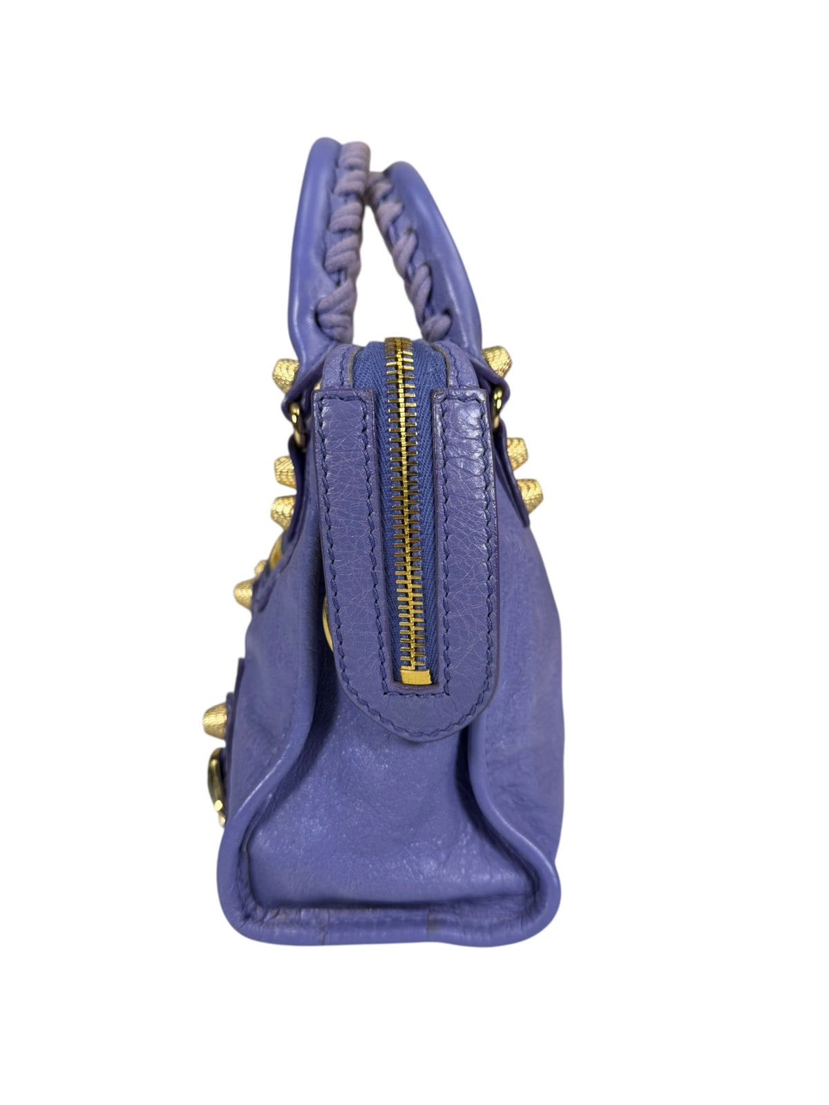 Balenciaga Purple Lambskin Moto City Two-Way Bag
