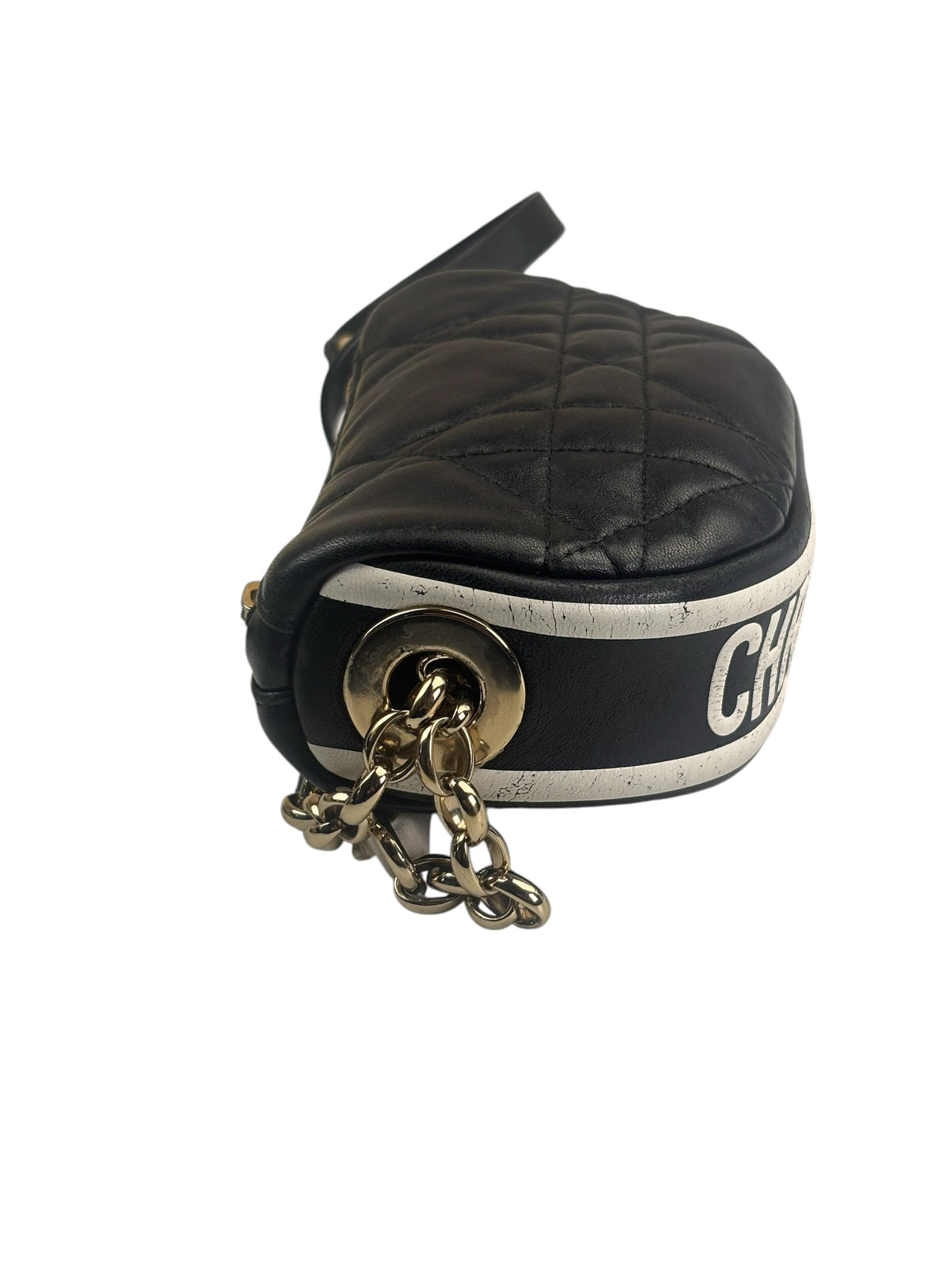 Christian Dior Black/White Quilted Leather Small Vibe Cannage Two-Way Hobo Bag